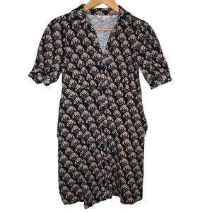 Boden Womens Passion Stamp Print  Button Front Cotton Jersey Tea Dress Size 4